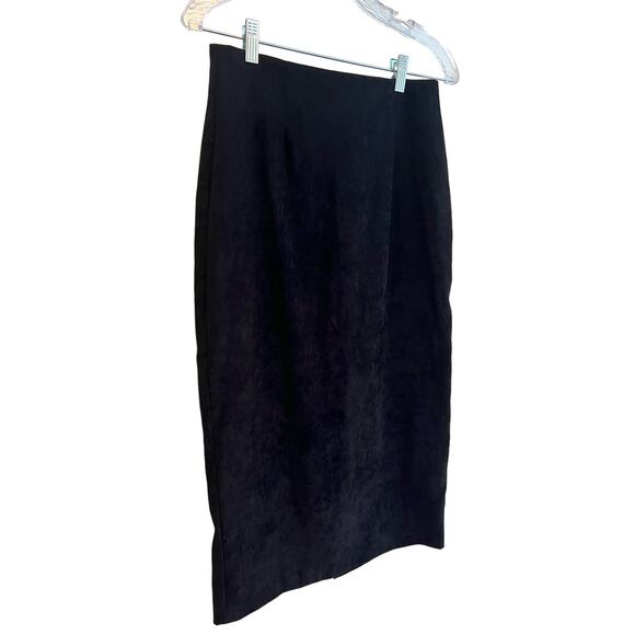 Vintage Midi Suede Black Pencil Skirt Size: Medium Made in the USA - Picture 4 of 6
